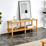 Modern 2-Tier Tv Stand For Living Room Furniture,Rectangular Centre Table With Open Storage Shelf,Rounded Rubberwood Legs,Stable And Durable,Easy Assembly