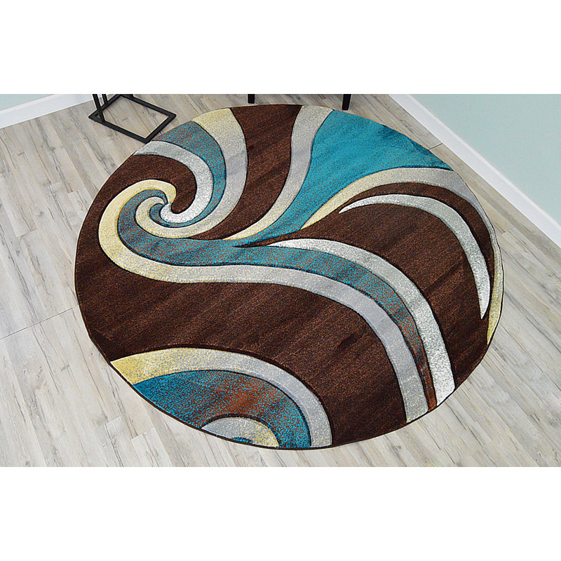 Mccampbell Performance Abstract Indoor Rug, Round 7'