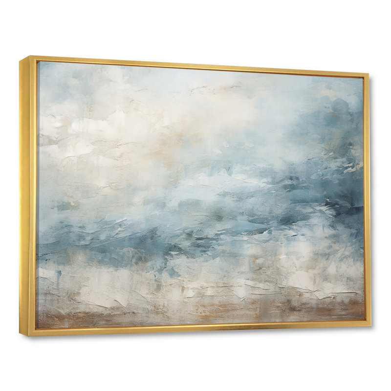 «Beige Blue Ocean Storm I», reproduction d'art sur toile, formes abstraites, H 30 po x l 40 po x P 1,5 po