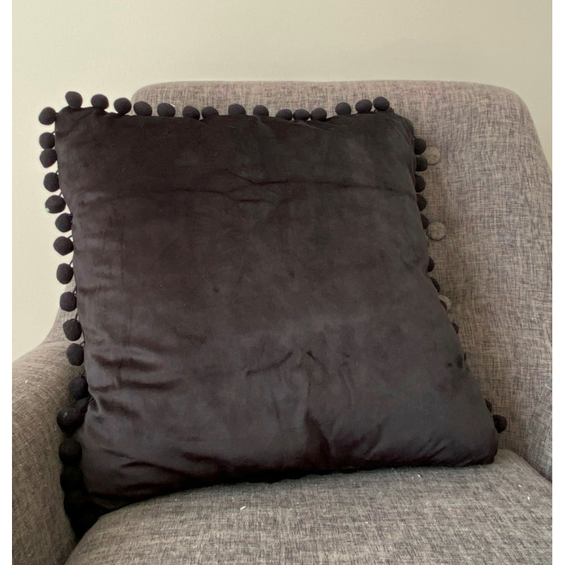  Coussin Pom Pom, Noir