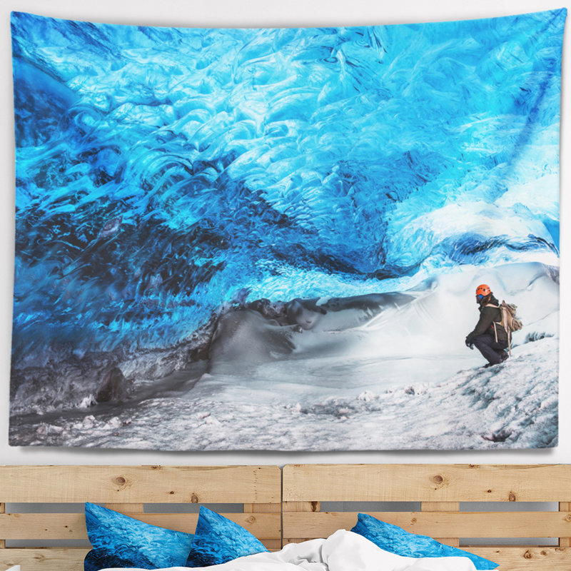 Paysage glacier glacier de l'Islande tapisserie, H 68 po x l 80 po