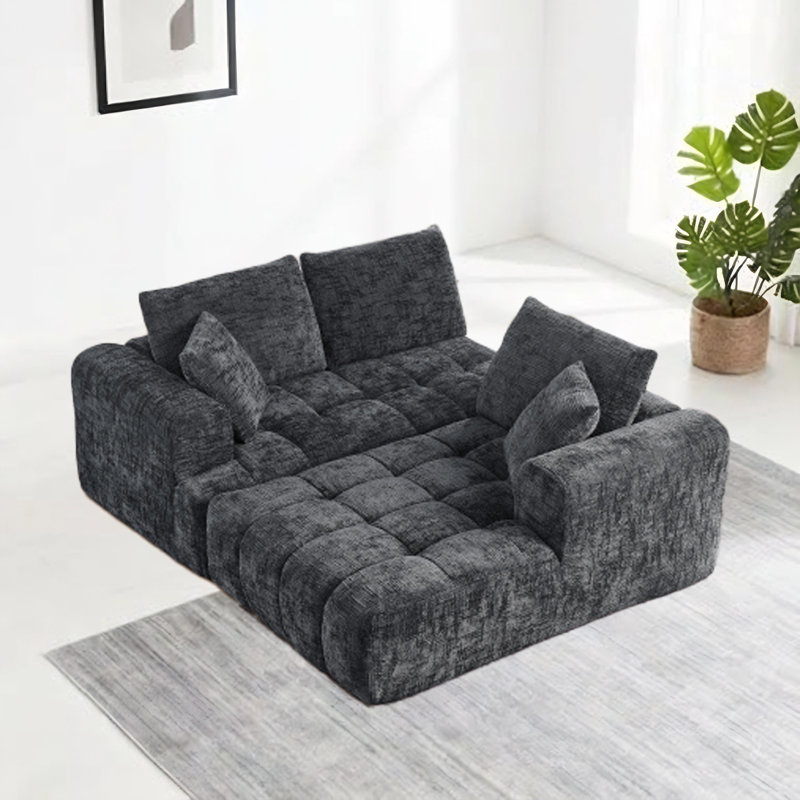 Chennova Boneless Modern Chenille Sectional Sofa with Tufted Design and Pocket Spring Structure, Right Hand Facing