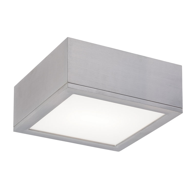 Rubix LED Flush Mount, Brushed Aluminum, 4" H x 10" W x 10" D