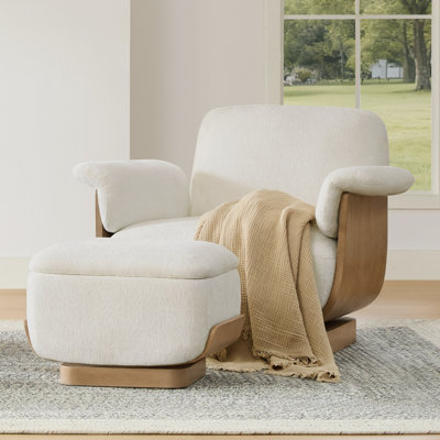 Modern Swivel Accent Chair with Ottoman-Chenille