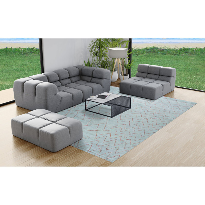 Light Blue Hand-Knotted Wool Moroccan Rug, 6' x 9'