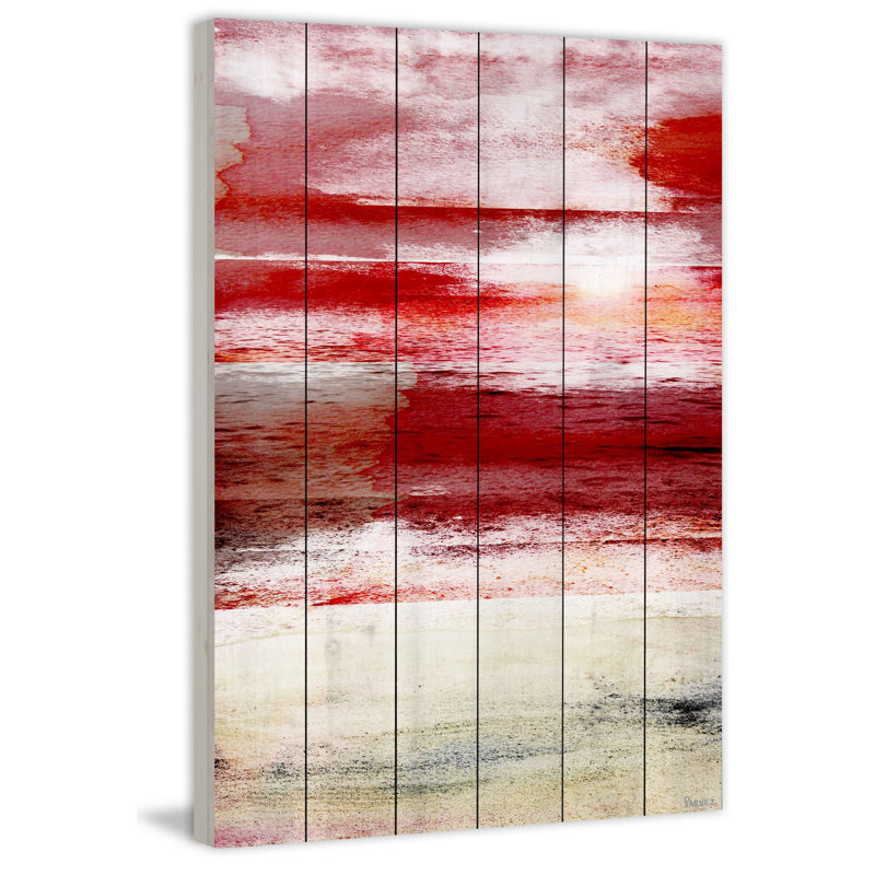 «Crimson Sea» par Parvez Taj - peinture sur bois sans cadre, H 60 po x l 40 po x P 1,5 po