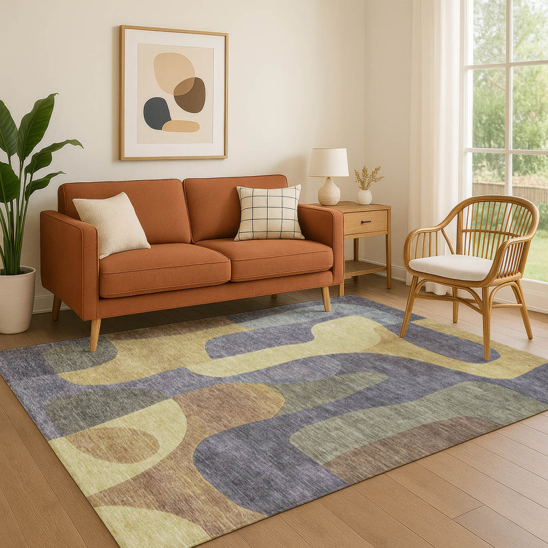 Premium Machine Washable Mayfield AMF1867 Abstract Rug, Rectangle 8' x 10'