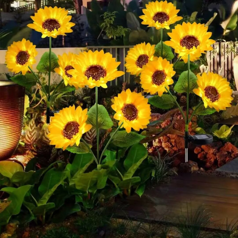 Upgraded Solar Outdoor Stake Lights Intergrated LED 18 Sunflowers Intergrated LED Decorative Lights