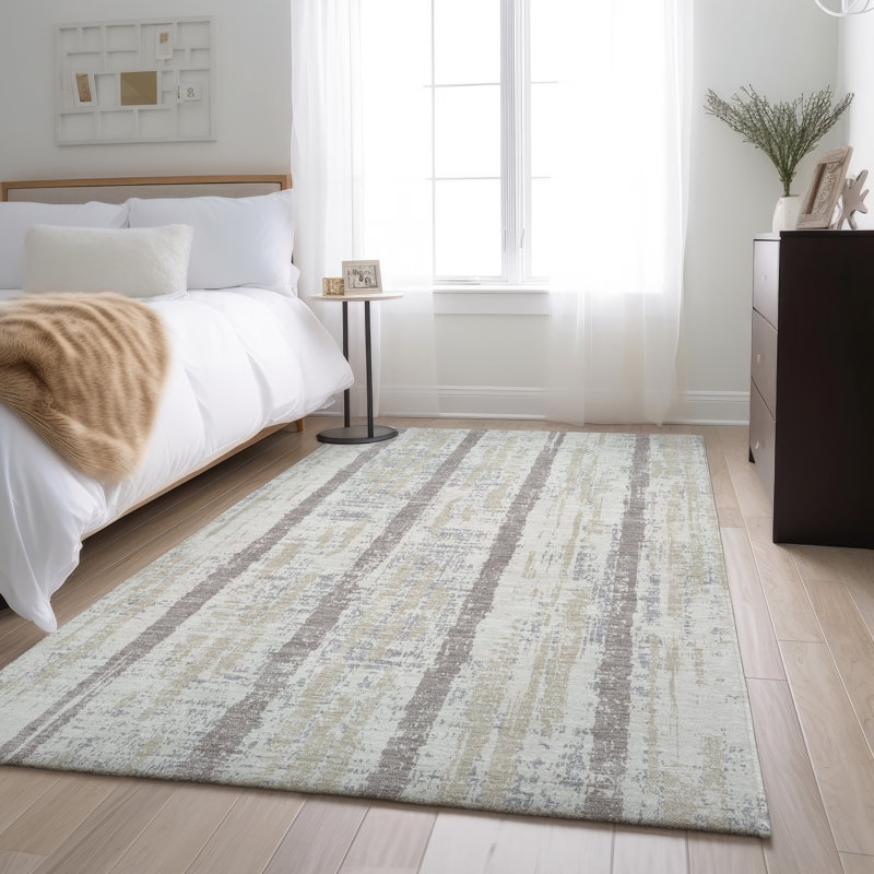 Tapis ivoire Prisco lavable à la machine de qualité supérieure, Rectangle 10 pi x 14 pi