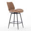 Chelsea Walnut Bentwood & Faux Leather Swivel Bar Stool with Metal Legs and Footrest-1010602715