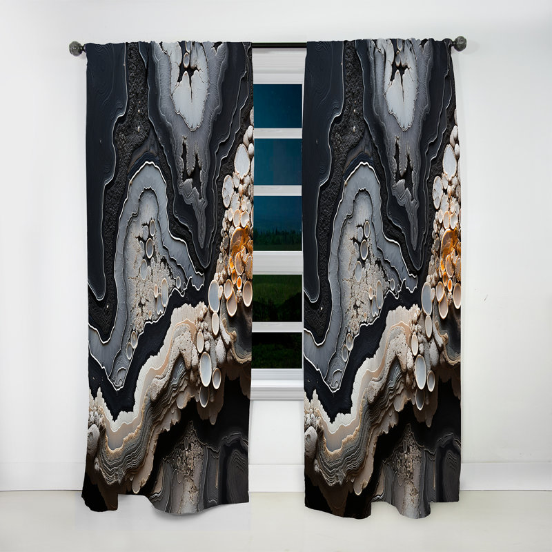 Cestina Grey Stone Geode Minimalism I - Traditional Velvet Curtain - Room Darkening - 1 panel, 52" W x 120" L
