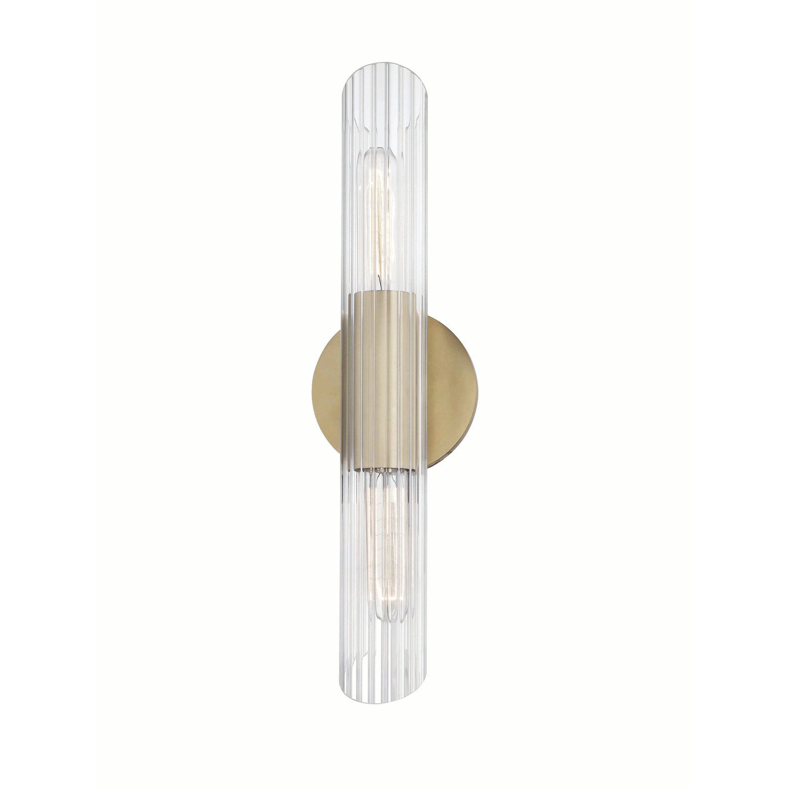 Anston 2 Light Glass Dimmable Armed Sconce, Aged Brass