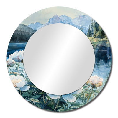 Peonies By The Mountain Lake In Winter I - Floral Mirror Wall Decor - Printed On Metal