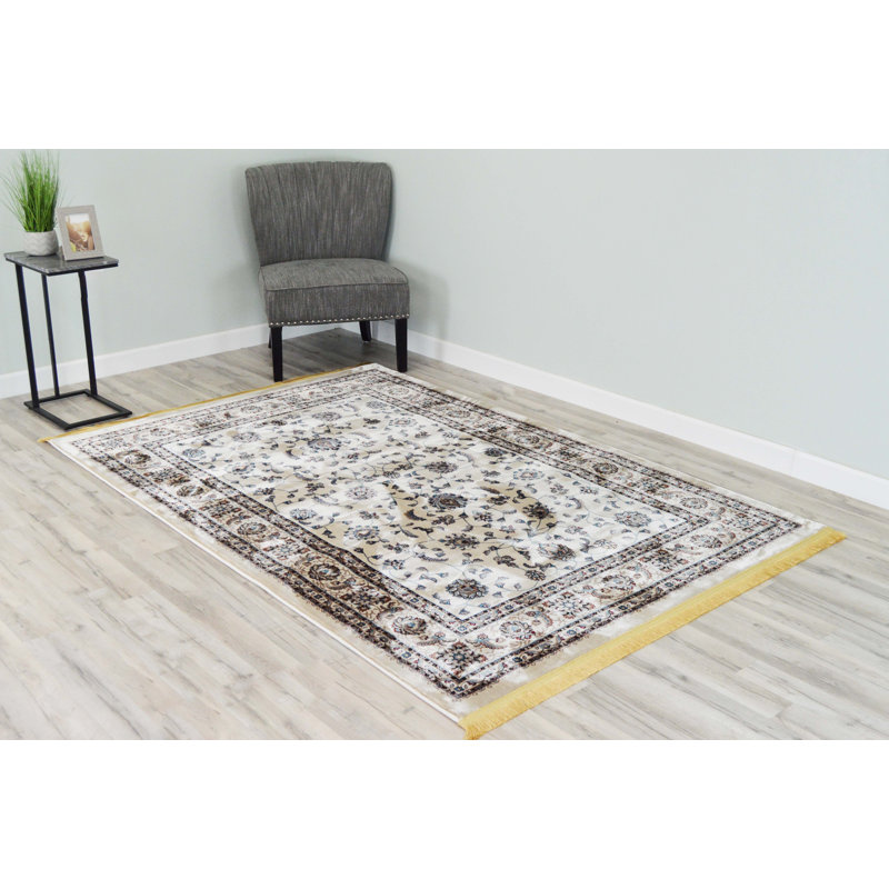 Tapis zone beige oriental, Rectangle 7 pi 8 po x 10 pi 8 po