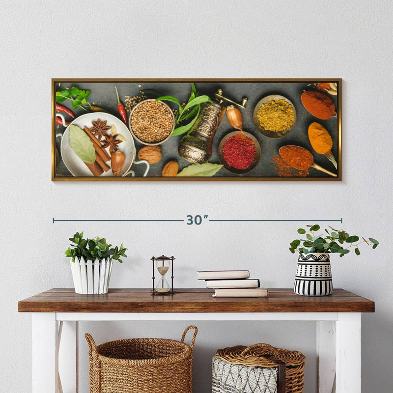 Fines herbes et épices, Cadre flottant doré, 31 po x 11 po