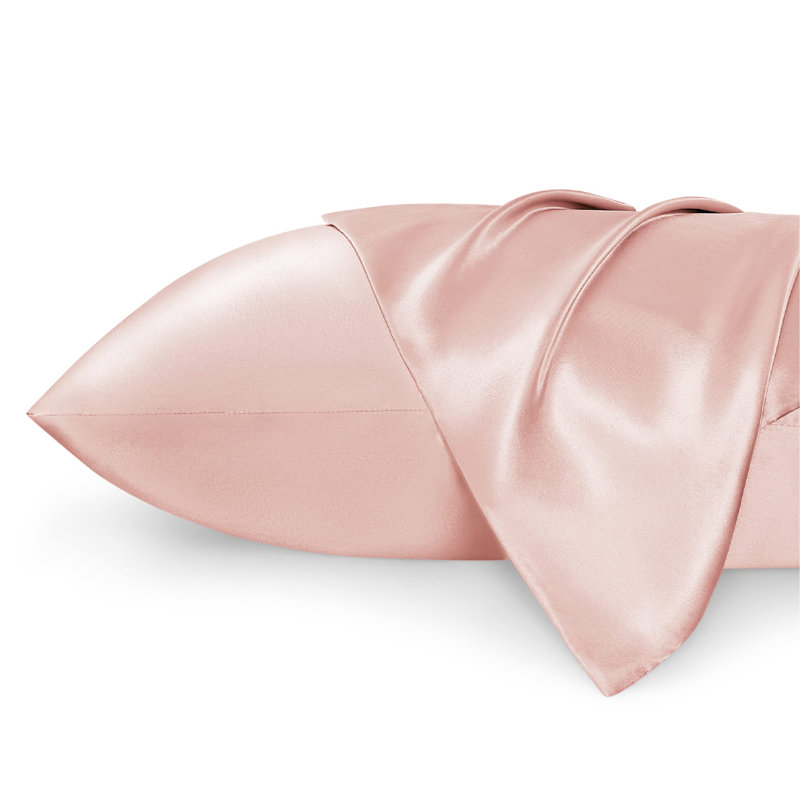 Ensemble de 2 taies d'oreiller en satin, 300 fils, sable gris, GentleSoft ™, Taie d'oreiller très grande, Light Pink