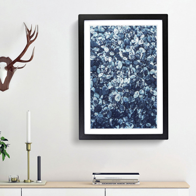 Pebbles on the Beach - Picture Frame Painting Print, Black Framed, 65cm H x 48cm W x 2cm D