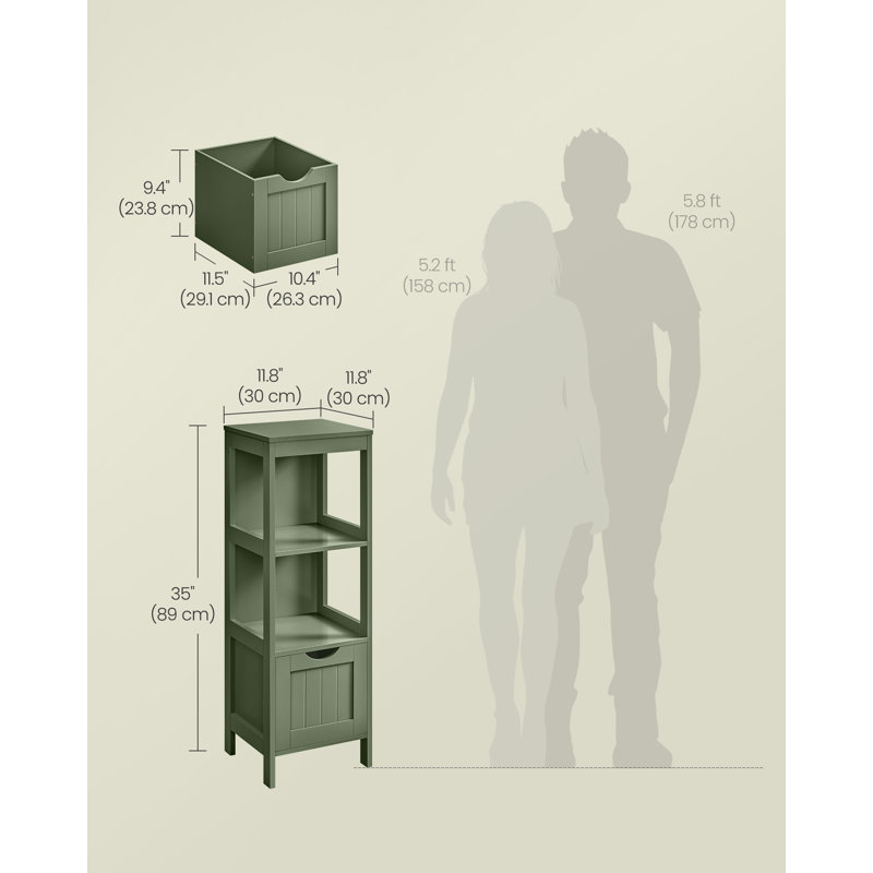 Armoire à linge autoportante Oxfordshire, H 35 po x l 12 po x P 12 po, Vert