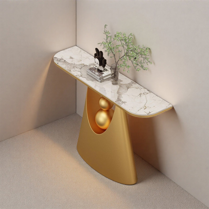 Console en acier fritté en acier au carbone, Blanc / Gris, H 31,5 po x l 47,24 po x P 11,81 po , Doré