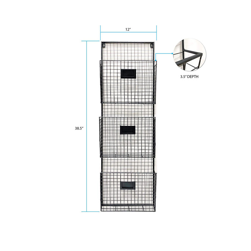 Berndt Metal Wall Organizer, Black