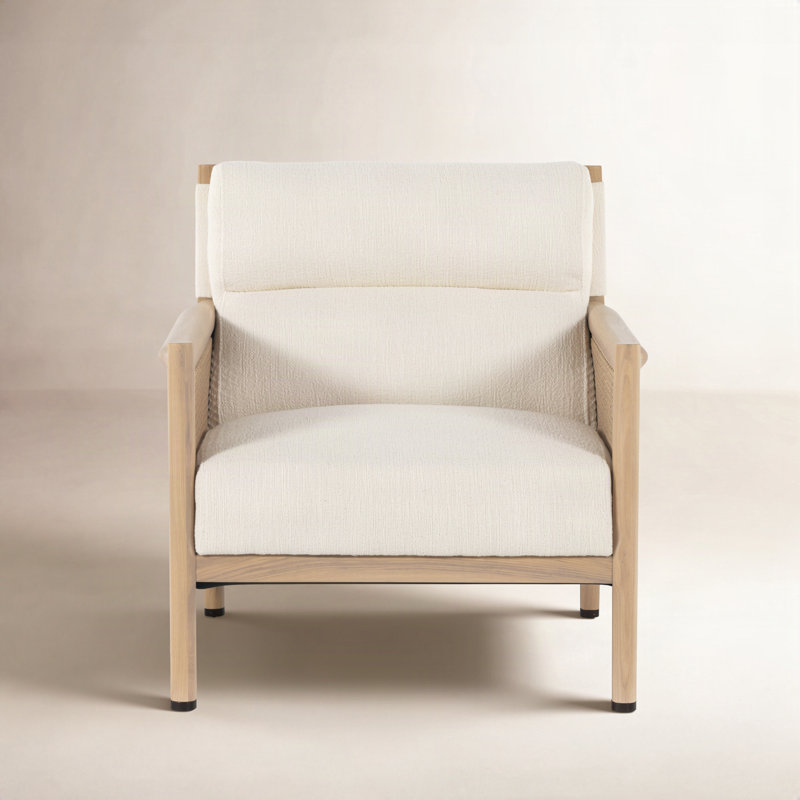 Paralimni Upholstered Armchair, White Polyester Blend