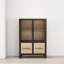 Unité de rangement à 4 portes en fer avec tablette réglable, détails en métal noir, pour les portes d'armoire sophistiquées et les pieds, un bon choix