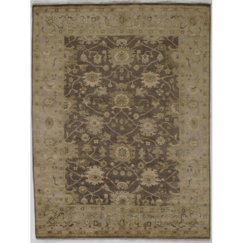 Tapis oriental gris / ivoire en laine / coton fabriqué à la main 9 pi x 11 pi 11 po Wiljo