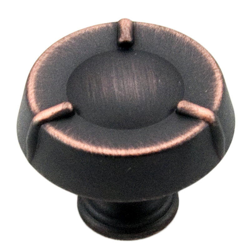 Bouton Fullerton avec lignes sur le bord, Bronze de Valence, H 1,5 po x l 1,5 po x P 1,19 po