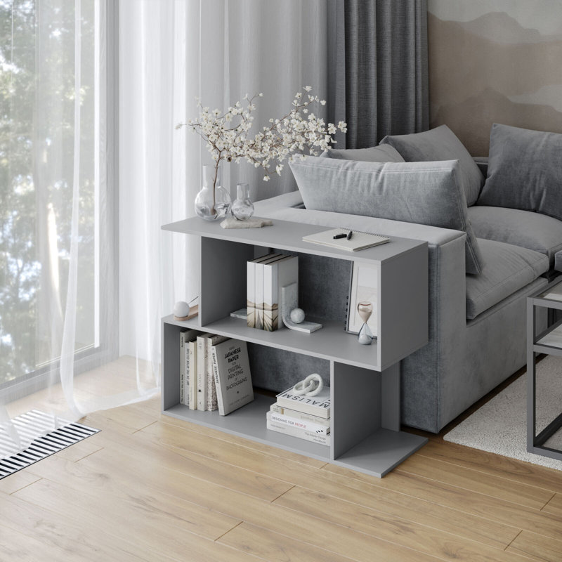 Sulmy Solid Wood Ladder Bookcase, Grey, (2 Shelves) 80cm H x 80cm W x 29cm D