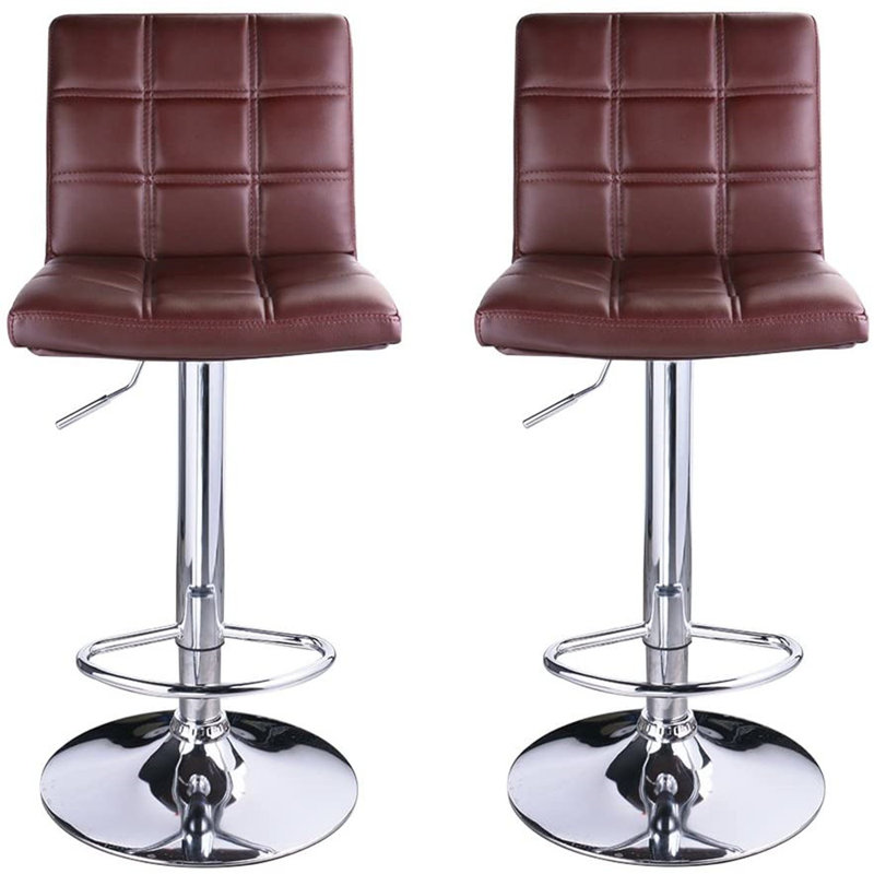 Tabouret de comptoir pivotant et réglable en hauteur 32,5 po Ludly, Marron, 2