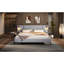 Lit tapissier chic avec lumières et tablettes intégrées, gris, très grand-1062583599