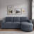 Modern L-shaped Sectional Sofa With Curved Chaise Lounge, Usb Ports And Side Storage Pockets-1920560789