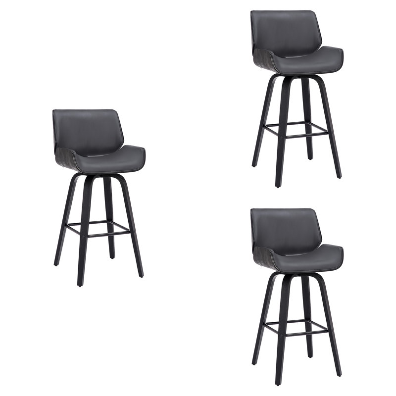 Tabouret de bar pivotant à hauteur de comptoir ou à hauteur de bar Tyler , Gris / Noir, 3