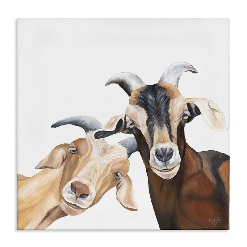 «Happy Goat Sourire animaux», art mural sur toile par Diane Fifer, H 17 po x l 17 po x P 1,5 po