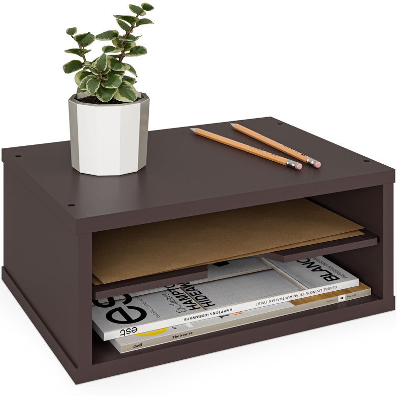 Organisateur de papier et support pour écran 2 niveaux Logan, Espresso