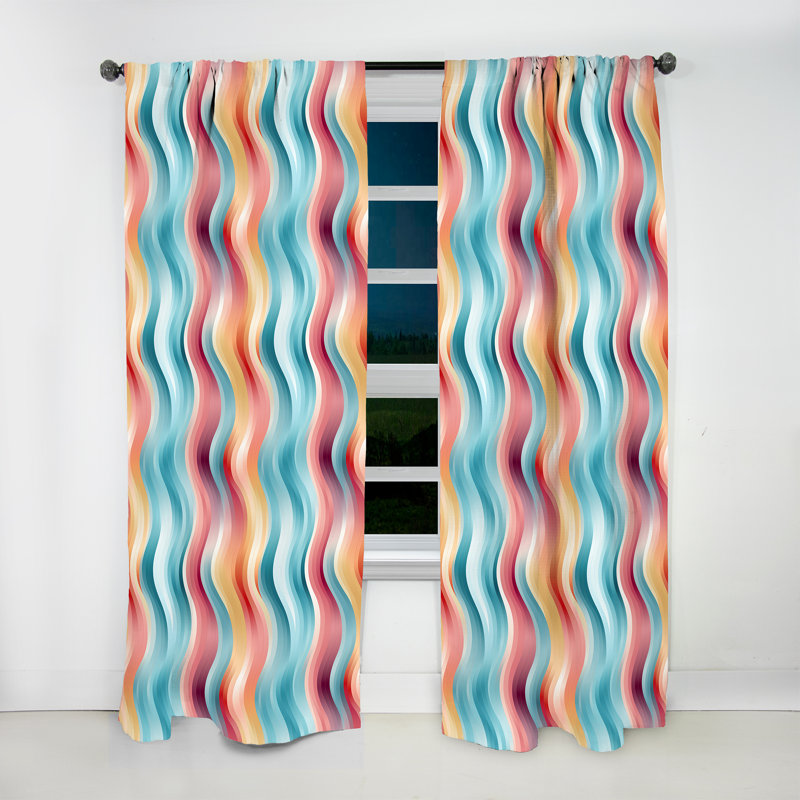 Multicolore couleur douce ondulée rayée - rideau rayé - rideau obscurcissant à rayures - 1 panneau, L 52 po x L 95 po