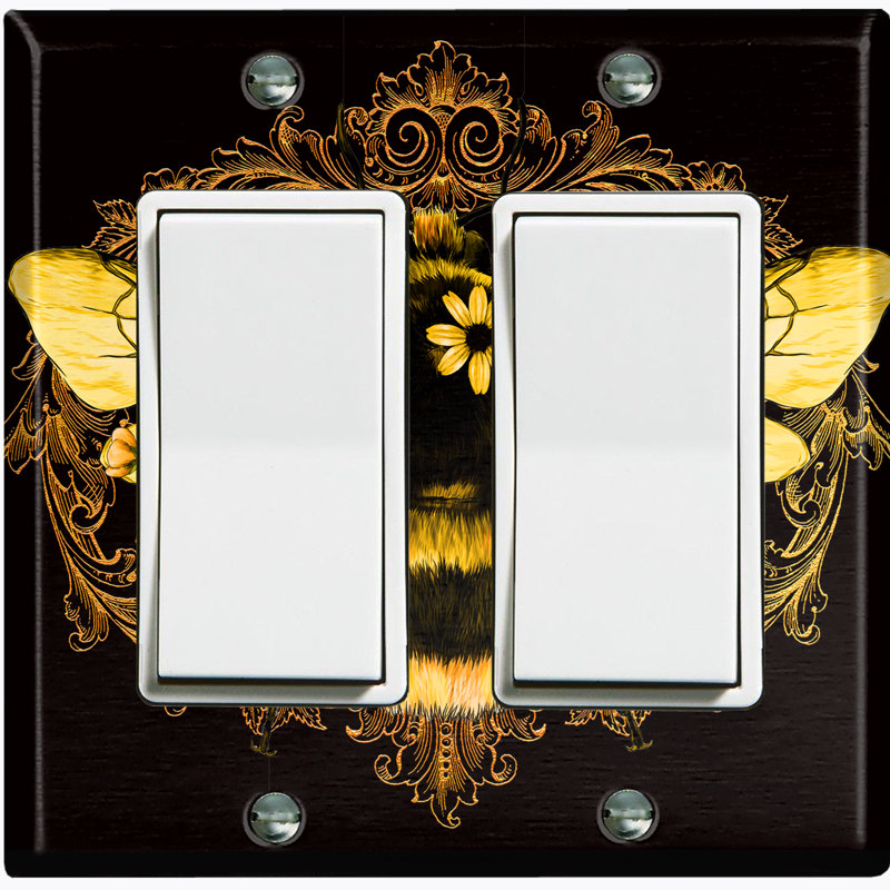 Plaque murale noire avec 2 tournesols