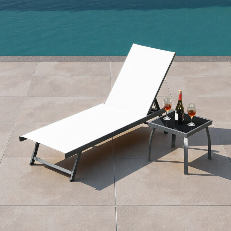 Outdoor leisure beach lounge chair, 2, White