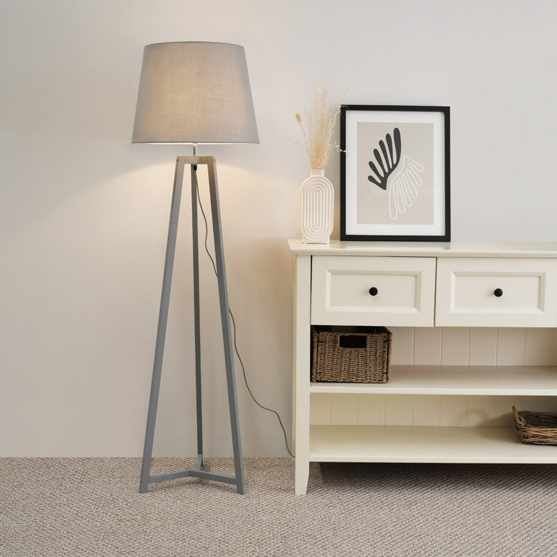 Rhavyn 148cm Traditional Floor Lamp, Matte Grey, Grey