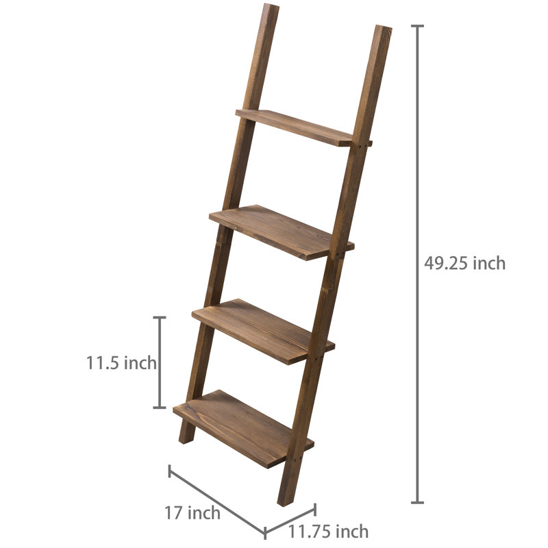 Eadyn 4 Tier Solid Wood Ladder Bookcase