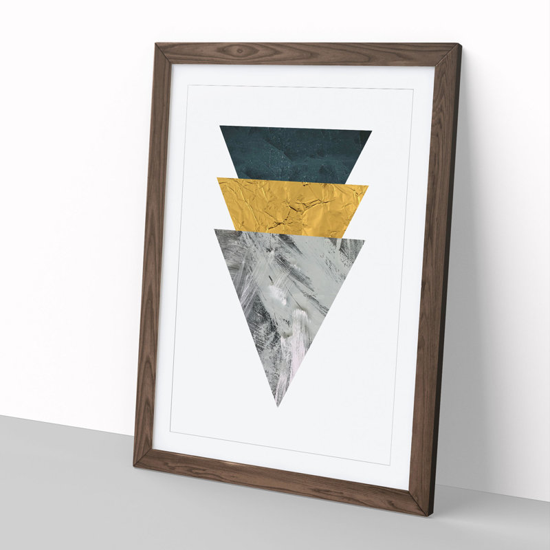 Textured Shapes No.2 - Picture Frame Graphic Art, 36cm H x 27cm W x 2cm D, Walnut Framed