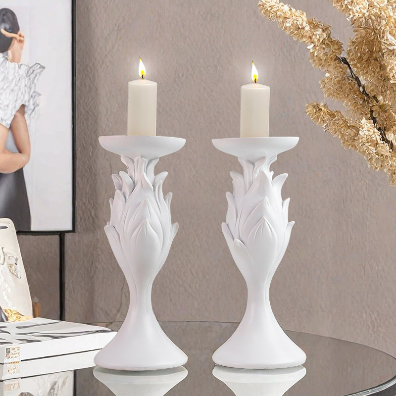 Ensemble de chandelles en dentelle blanche de 8,74 pouces de hauteur