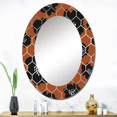 Fleurs noires sur terre cuite - Miroir mural moderne