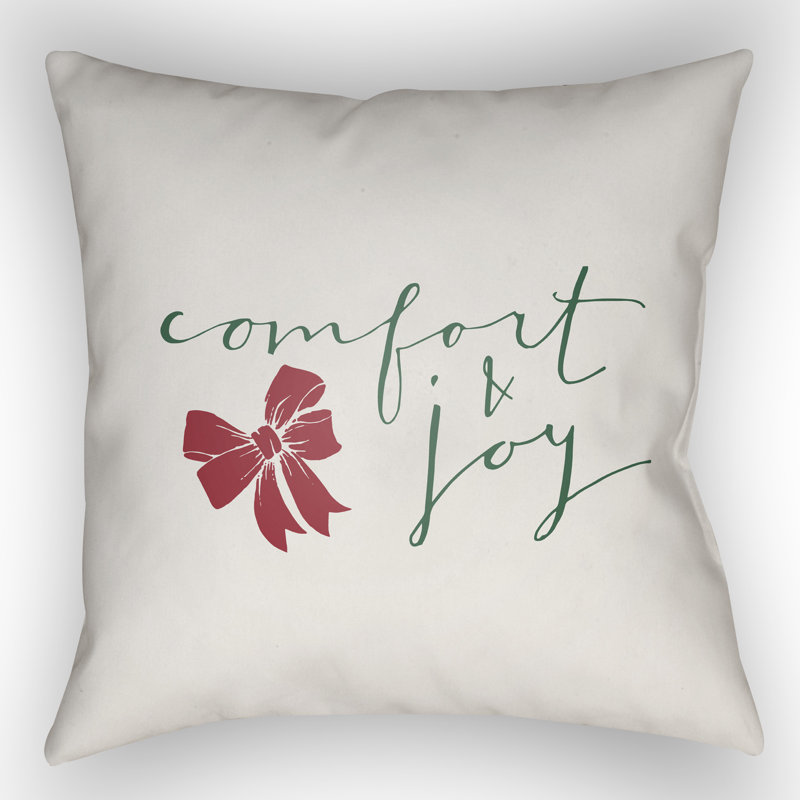 Comfort & Joy Indoor/Outdoor throw cushion, 18" H x 18" W x 4" D, White  Green