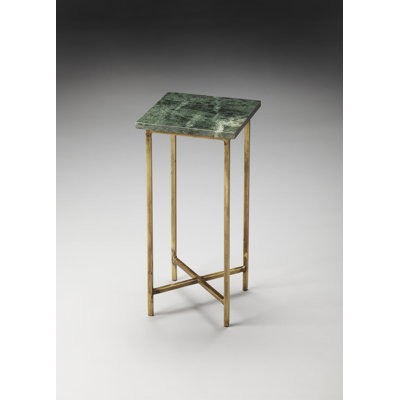  Versilia 9,5 po W Table d'appoint carrée en marbre et métal