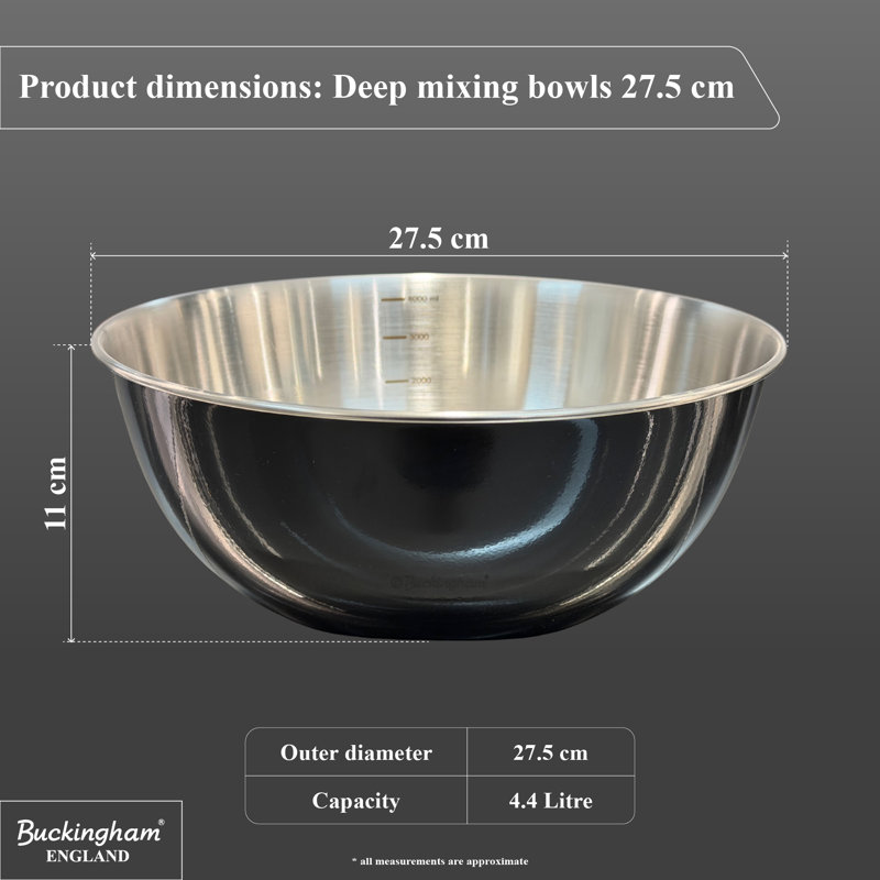 Buckingham Stainless Steel Mixing Bowl, Black