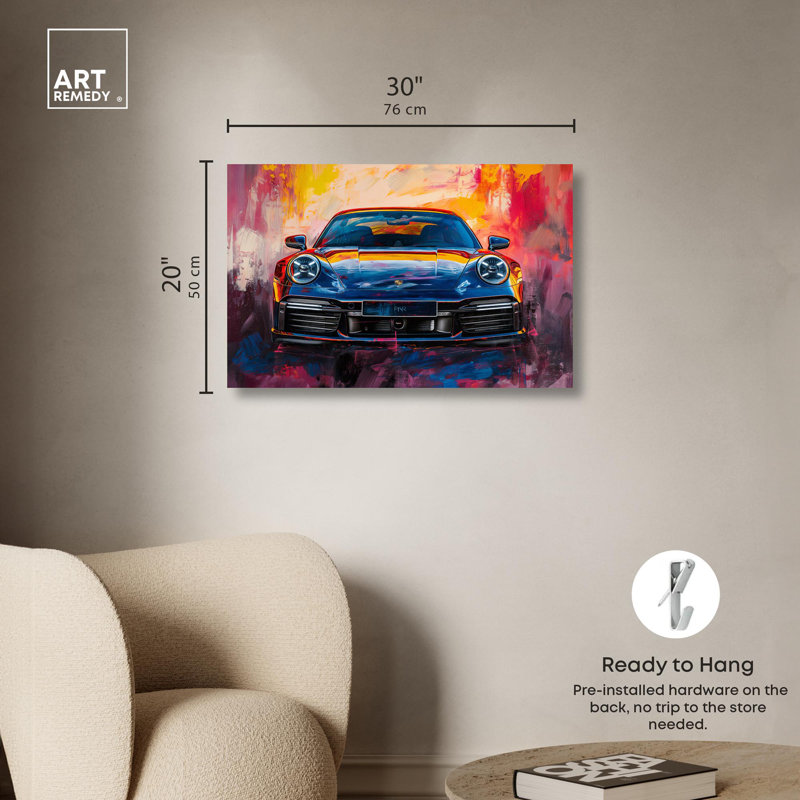 Les peintures de voitures de luxe de couleur de velours de la voiture par Art Remedy, H 20 po x l 30 po x P 1,5 po