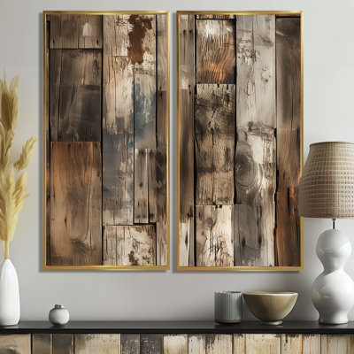 Rustic Barnwood Weathered Tones  - Barn Oversized Wall Art 2-Pieces