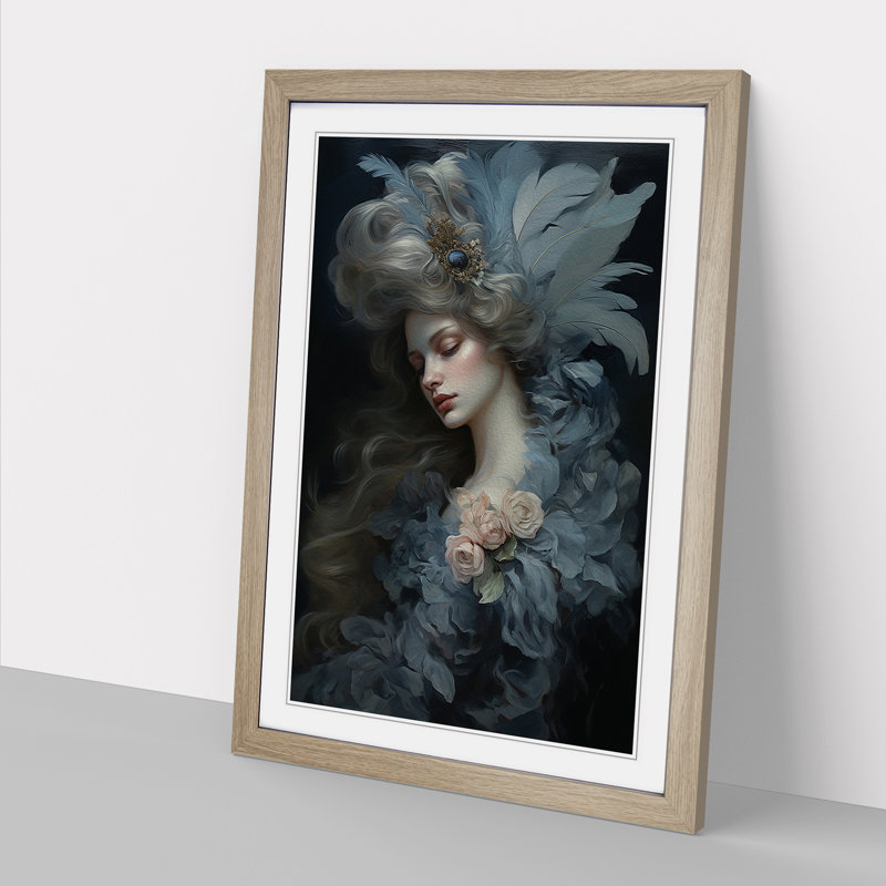 Feather Rococo - Framed Print, Oak, 46cm H x 34cm W x 2cm D