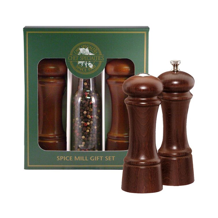 Chef Specialties 6 Elegance Pepper Mill & Salt Shaker Set - Walnut